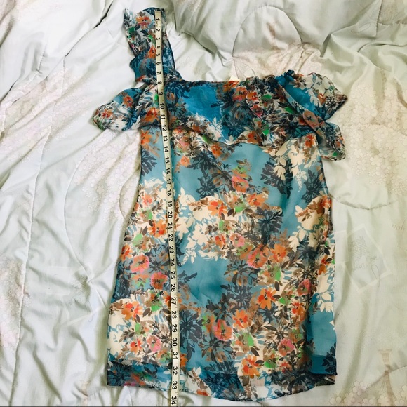 NWT Lavender Brown • Sky Blue Floral Silk Dress - Picture 11 of 16